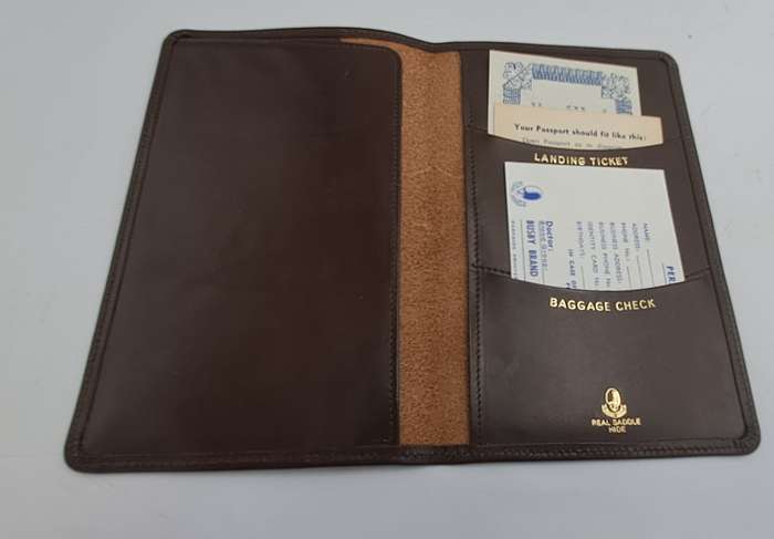 Vintage Real Saddle Hide R.S.A Passport Folio/wallet