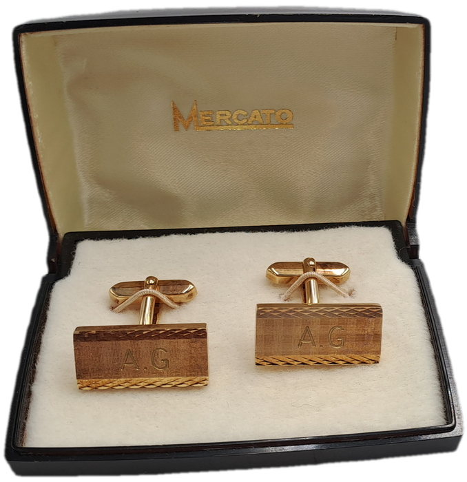 Vintage Mercato cufflings with A.G on it  -Boxed