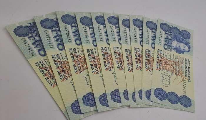 Lot of 10- 1984 De Kock R1 Notes -3rd Issue In Sequence Uncirculated  CA5726181 to CA5726190