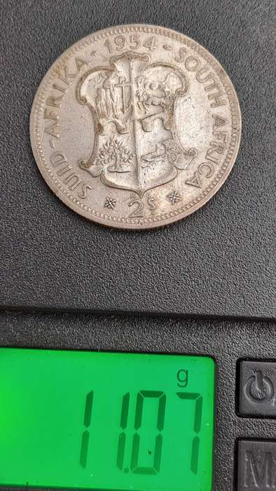 1954 South Africa Silver 2 Shillings - Elizabeth II 1st portrait