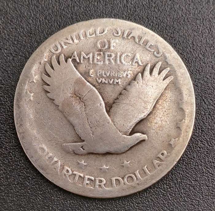 1929 United States  (Silver .900) ¼ Dollar "Standing Liberty Quarter" Stars Below Eagle