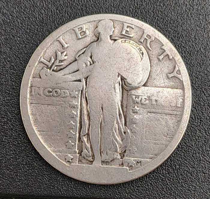 1917 -1930 United States  (Silver .900) ¼ Dollar "Standing Liberty Quarter" Stars Below Eagle