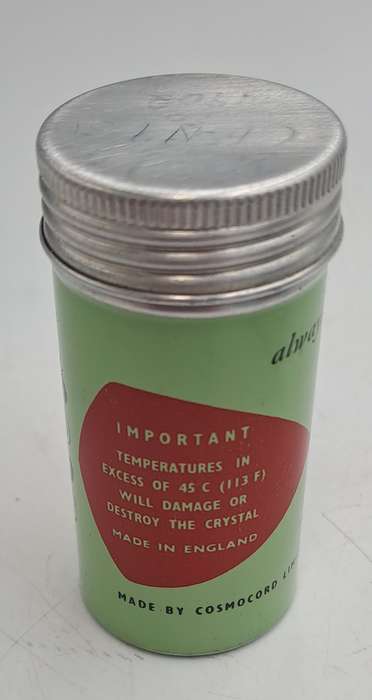Empty Vintage Cosmocord gramophone cartridge can, ACOS Empty Replacement Pick-up tin Made in England