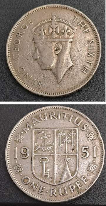 1951 Mauritius 1 Rupee - George VI
