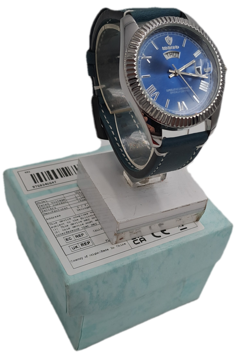 Unused Blue Face BinBond Men's fashion watch-Leather Strap -still in Box