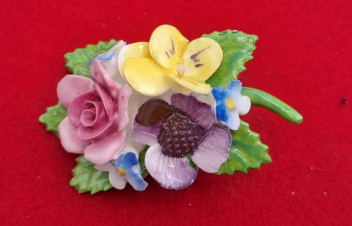 Vintage 1960's Royal Adderley Floral Porcelain Brooch made in England