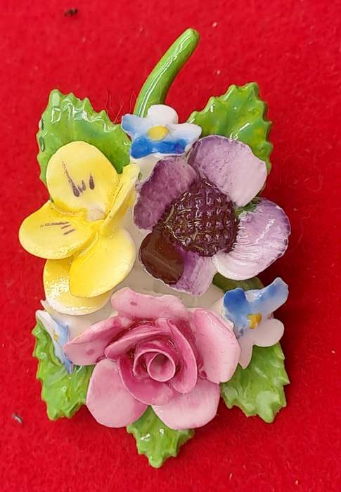 Vintage 1960's Royal Adderley Floral Porcelain Brooch made in England