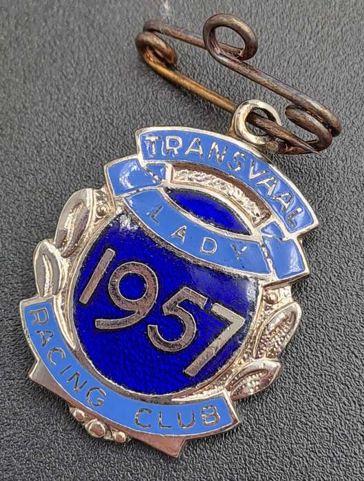Rare!! 1957 Transvaal Racing Club LADY (HORSE RACING)-Enamel Badge- No 132