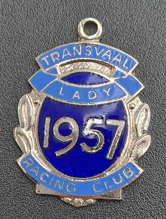 Rare!! 1957 Transvaal Racing Club LADY(HORSE RACING)-Enamel Badge- No 131