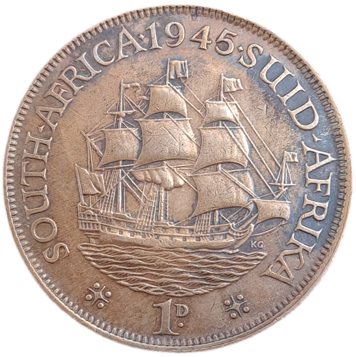 1945 South Africa 1 Penny - George VI Rex Imperator