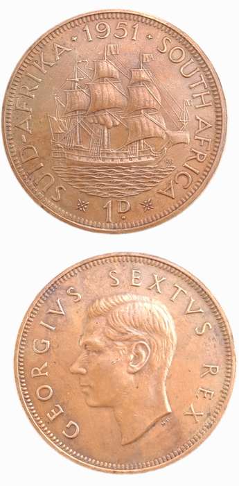 1951- South Africa  1 Penny - George VI SUID AFRIKA - SOUTH AFRICA