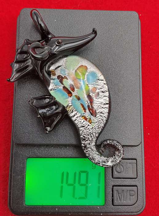 Murano Art Glass Seahorse Pendant 7cm x 4cm