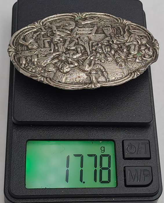 Vintage Zilpla Plated 90 EPNS Silver Embossed Scenic Dutch Pin Brooch 5,8cm x 4,3cm