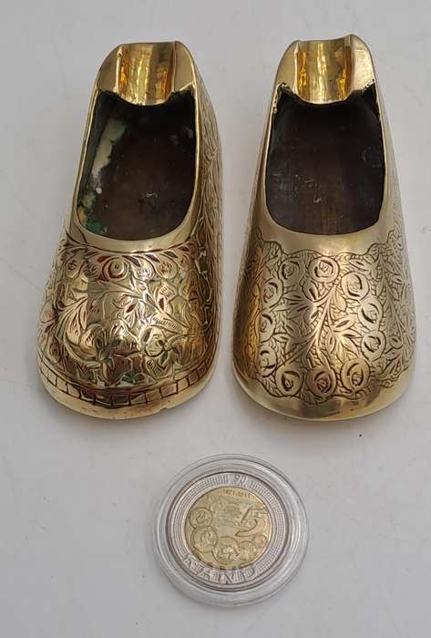 2 Vintage Brass shoe Ashtrays (Not a Pair)