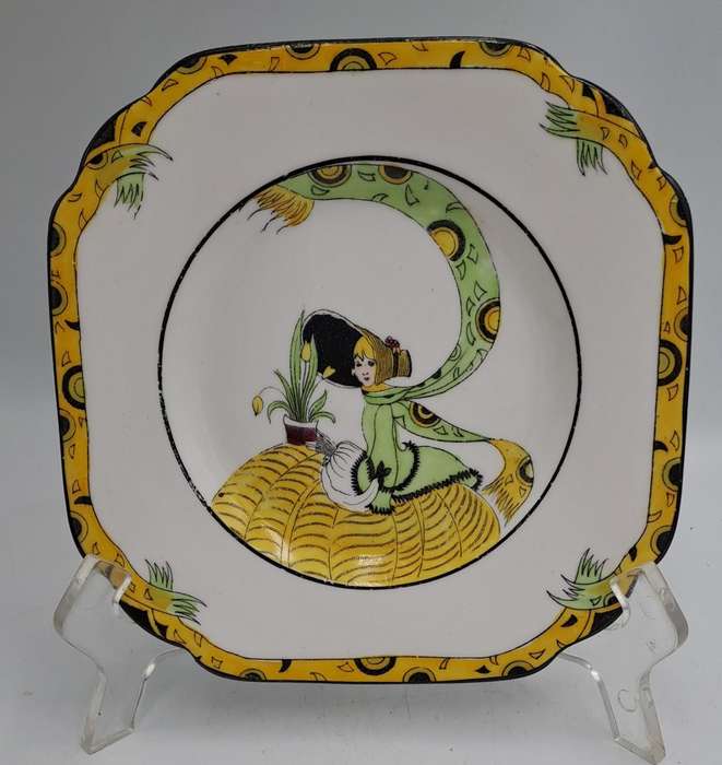 Antique 1920's Art Deco Melba Bone China Dolly Varden Tea Cake /Snack Plate ( 5 Available)