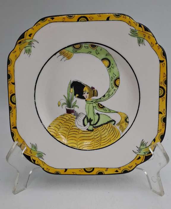 Antique 1920's Art Deco Melba Bone China Dolly Varden Tea Cake /Snack Plate ( 5 Available)