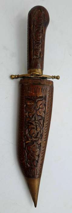 Antique  Dagger with Carved Wood Scabbard and Handle  Made In India