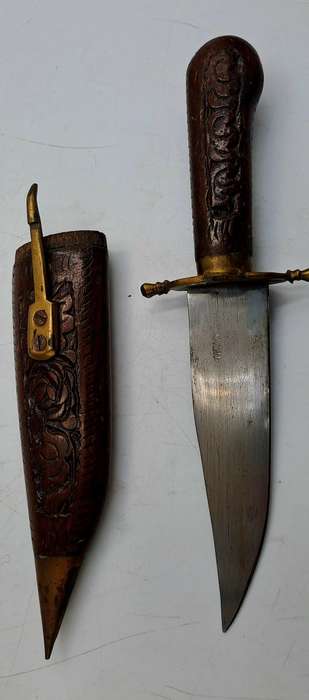 Antique  Dagger with Carved Wood Scabbard and Handle  Made In India