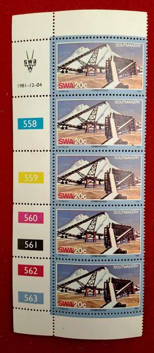 1981 - SWA - South West Africa - Sout Makery - 5 stamps -  Control Block