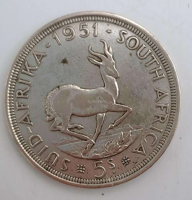 1951 South Africa .500 Silver 5 Shillings - George VI only 363119  Minted