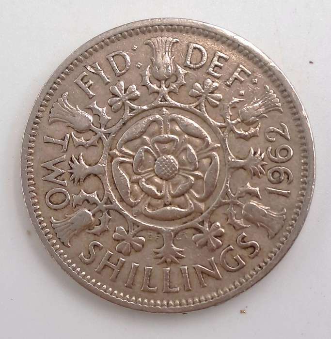 1962 United Kingdom 2 Shillings - Elizabeth II 1st portrait,