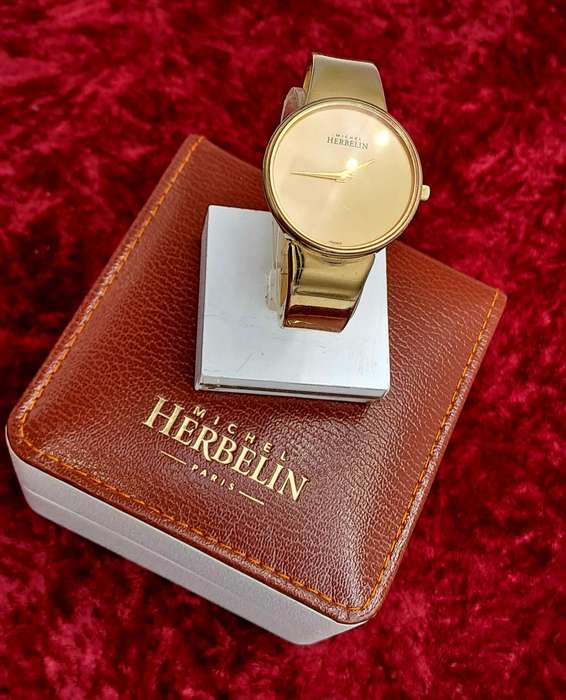 Pre-owned Ladies Michel Herbelin Paris rolled gold watch in Box with Booklet used condition