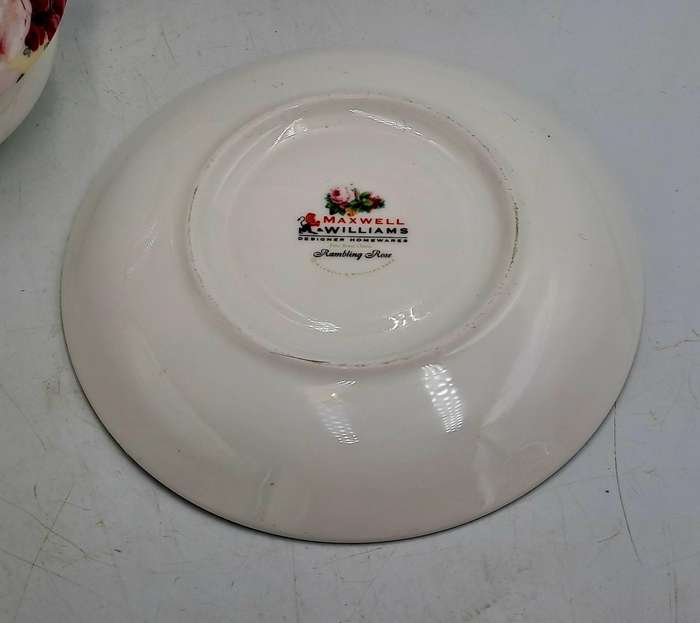Rambling Rose fine China teapot and plate for one by Maxwell & Williams
