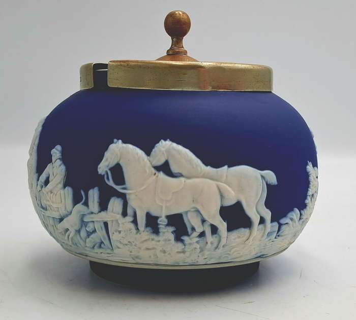 Vintage Adams Tunstall Jasperware Sugar Bowl with EPNS Lid (silver plated)