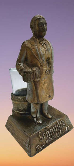 1950s Vintage Advertising Bronzed Metal SCHMIDT'S Beer & Ale Bartender Statue