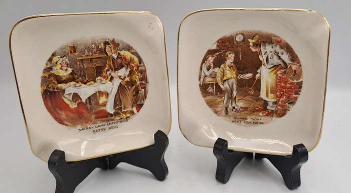 2 Vintage Sandland Ware Ashtrays by Lancaster & Sandland Oliver Twist and Betsy Prig