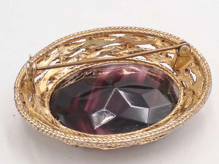 Vintage plum color brooch -Boxed