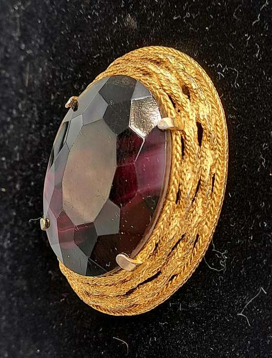 Vintage plum color brooch -Boxed