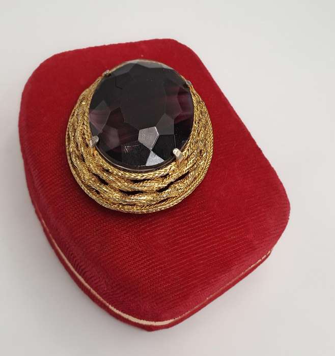Vintage plum color brooch -Boxed
