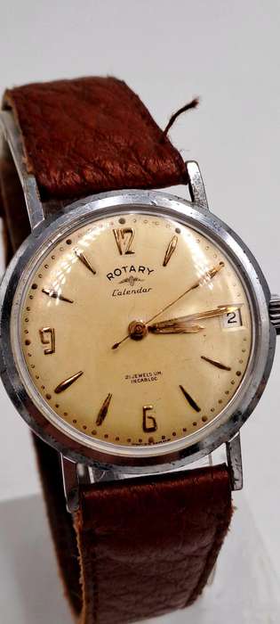 Vintage Men's Swiss Rotary Calender Incabloc 21 Jewels watch sn.295839-WORKING