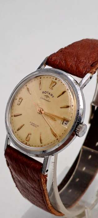 Vintage Men's Swiss Rotary Calender Incabloc 21 Jewels watch sn.295839-WORKING