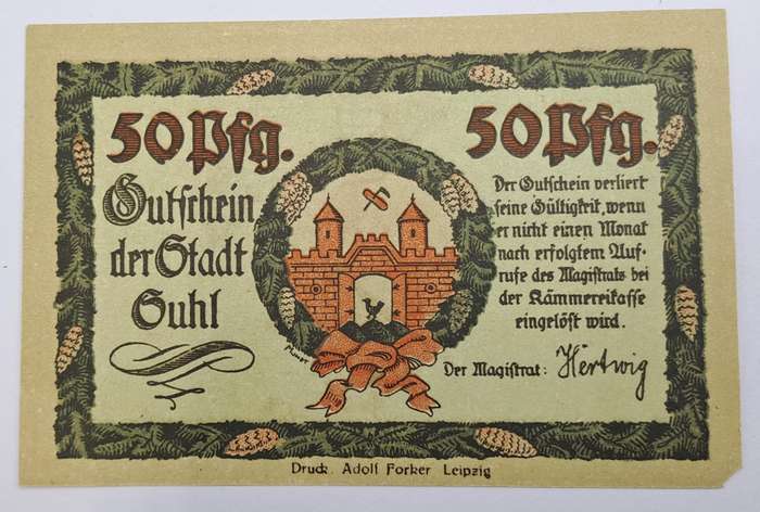 1914-1921 German notgeld 50 Pfennigs City of Suhl Sights Series - Malzhaus