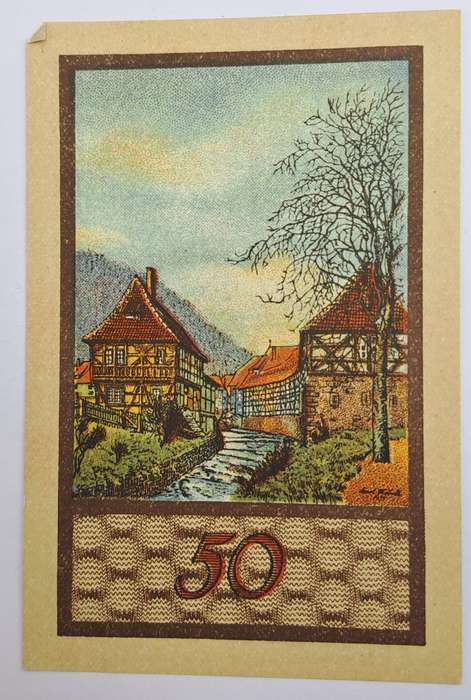 1914-1921 German notgeld 50 Pfennigs City of Suhl Sights Series - Malzhaus