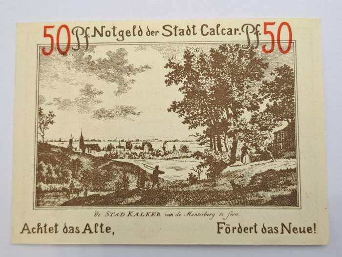 1922 German notgeld 50 Pfennigs City of Kalkar