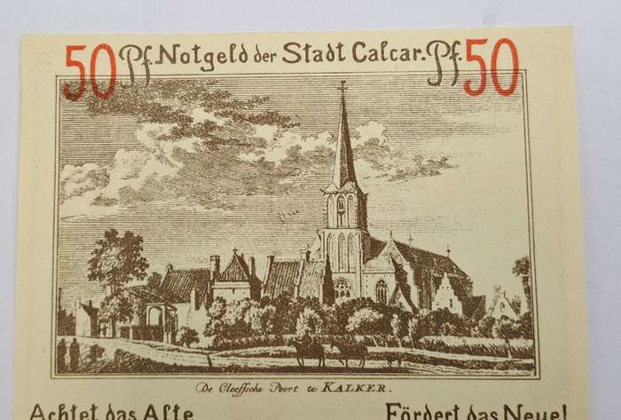1922 German notgeld 50 Pfennigs City of Kalkar