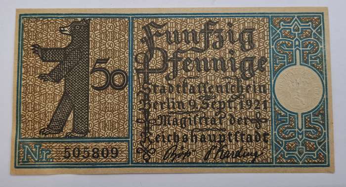 1921 German notgeld 50 Pfennigs Districts Series - Issue 10: Zehlendorf