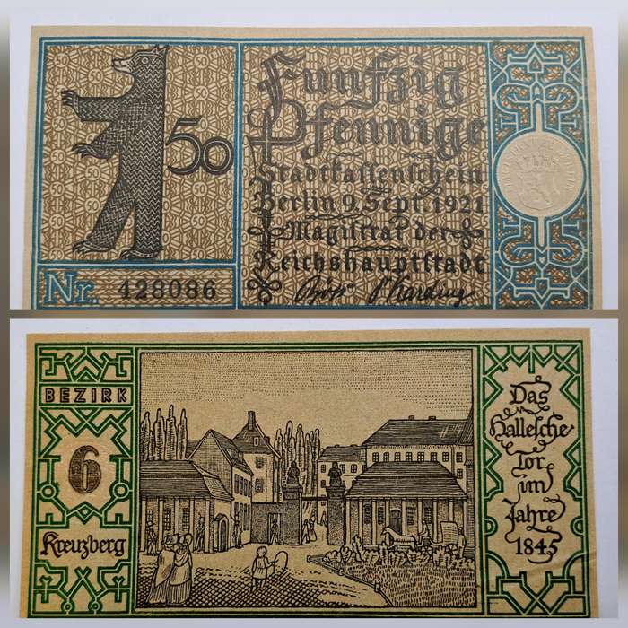 1921 German notgeld 50 Pfennigs Districts Series - Issue 6: Kreuzberg