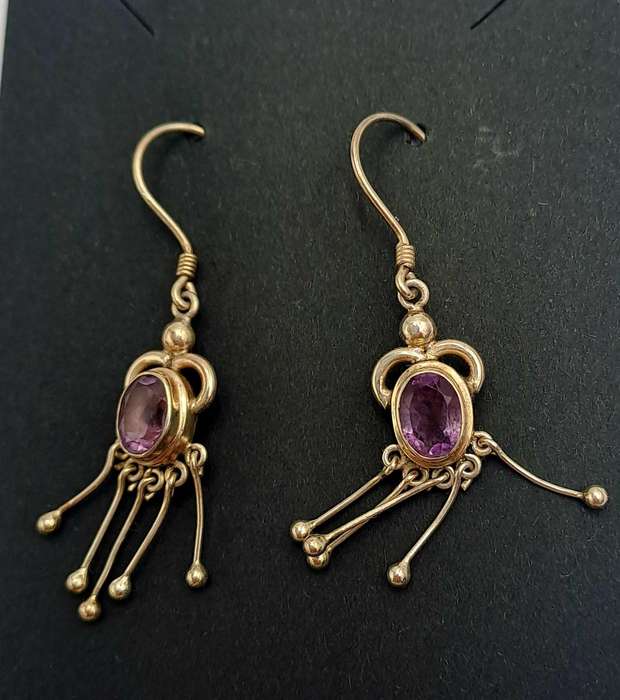Vintage Sterling Silver Earrings with Amethyst Gemstones