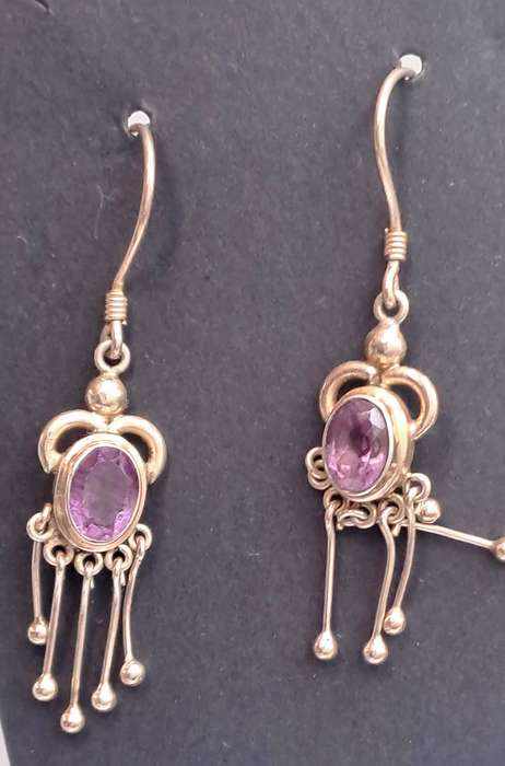 Vintage Sterling Silver Earrings with Amethyst Gemstones