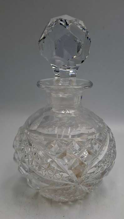 Antique Edwardian Cut Glass Perfume or Scent Bottle