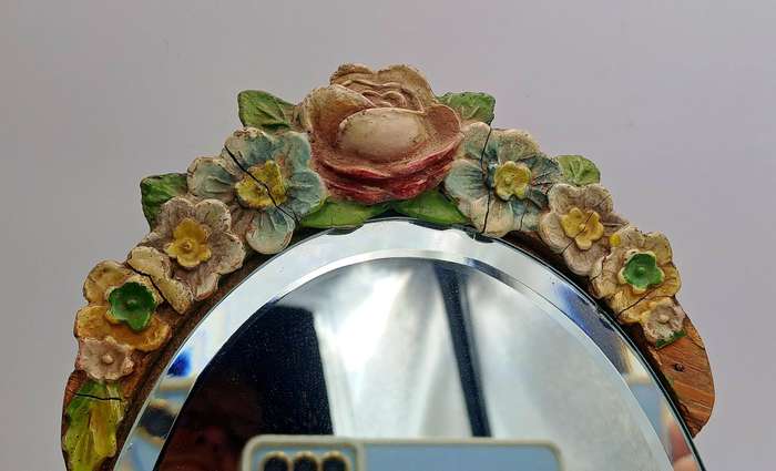 Antique 1900 to 1940's  Barbola dressing table Mirror