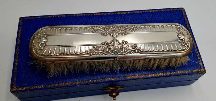 Antique Brush silver hallmarked  - Boxed (see condition)