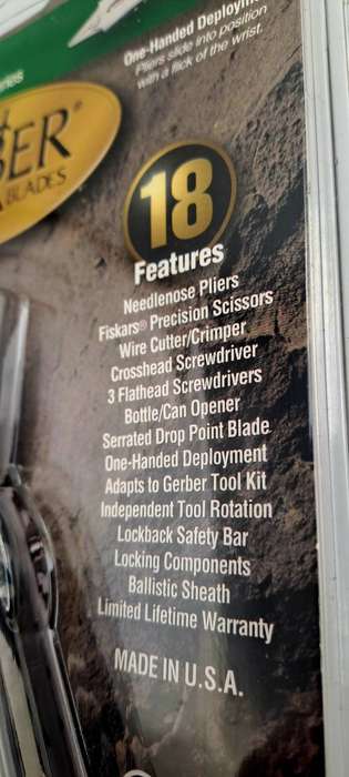 Compact Sport GERBER Multi-plier 400 series 18 Features (UNUSED) Sealed with Sheath made in the USA