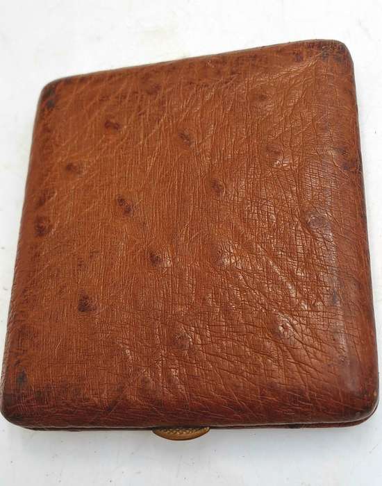 Vintage Genuine Ostrich Leather Cigarette Case 10,5cm x 9cm x1,5cm