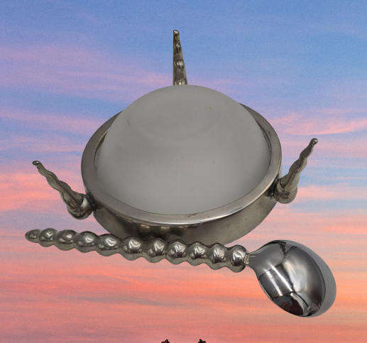 Stainless Steel Jam Pot with Glass tray with Spoon