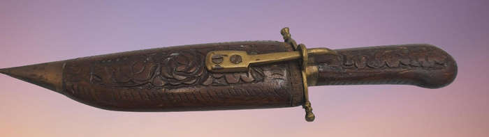 Antique  Dagger with Carved Wood Scabbard and Handle  Made In India